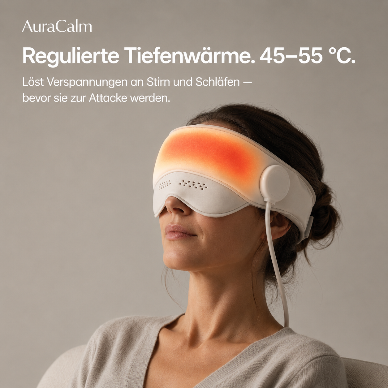 AuraCalm™ – Das 6-Zonen Migräne-Gerät. In 15 Minuten zurück in deinen Tag – ohne weitere Tablette.